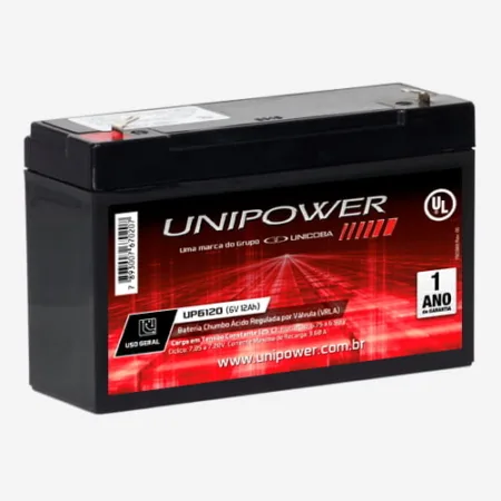 Bateria Estacionária VRLA 6V 12Ah Unipower