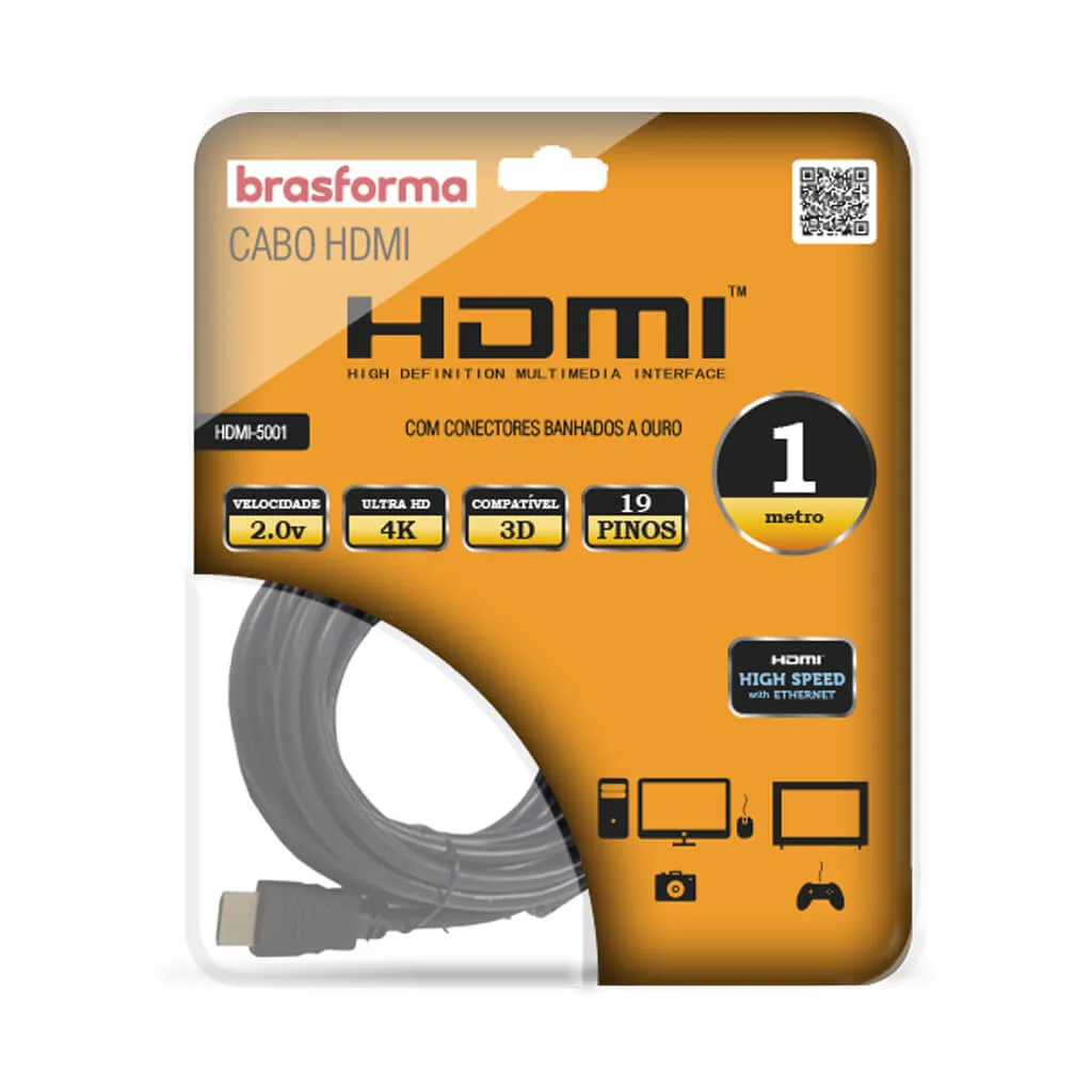 Cabo HDMI 1 Metro 4K Brasforma
