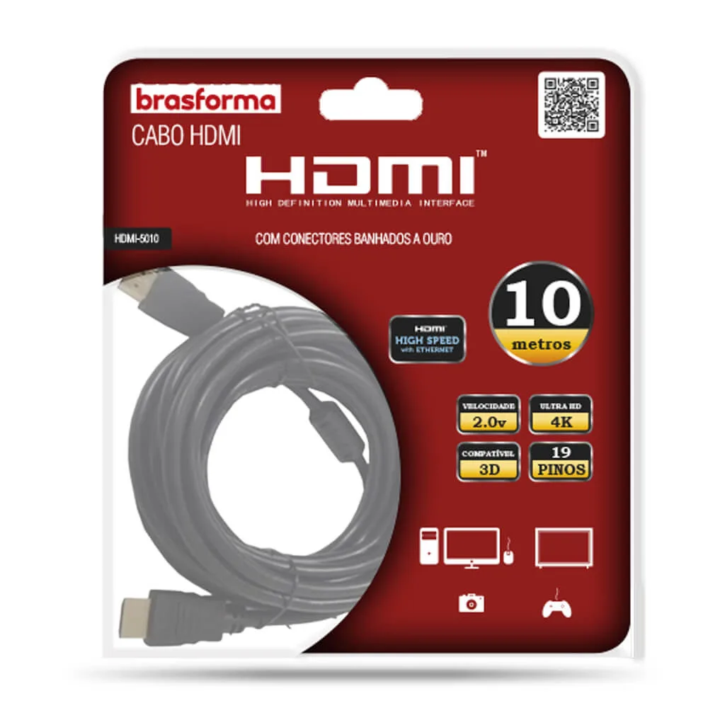 Cabo HDMI 10 Metros 4K Brasforma
