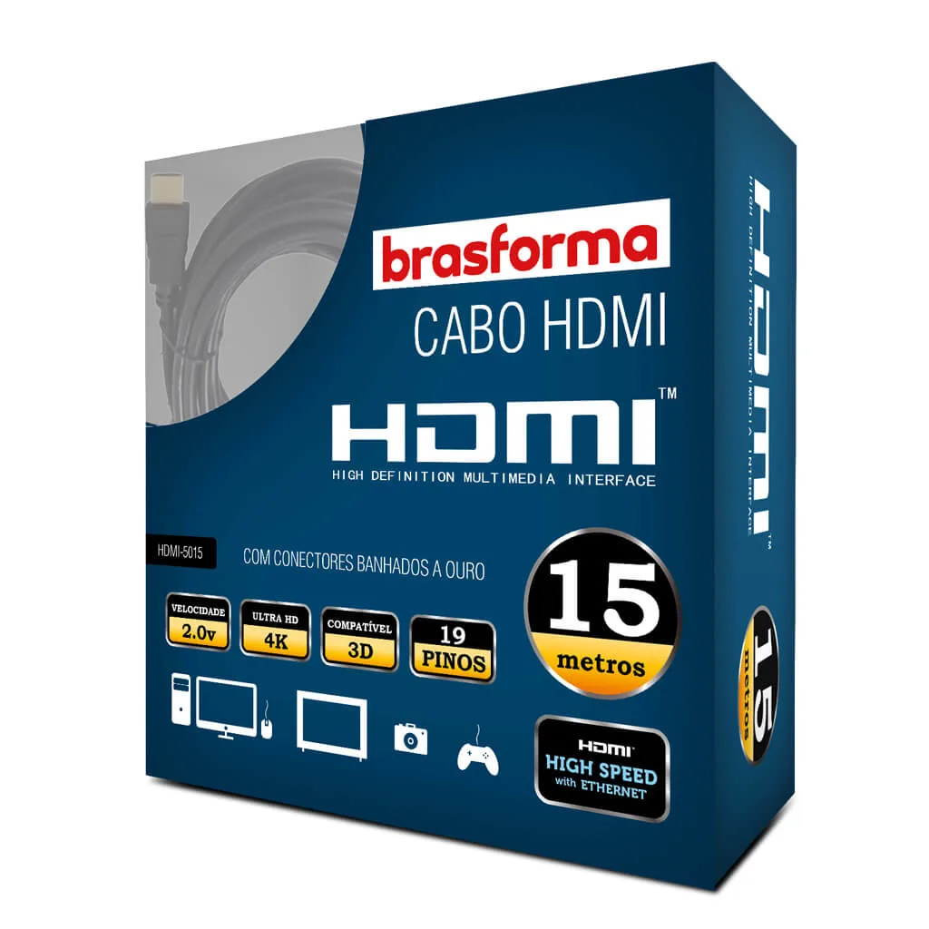 Cabo HDMI 15 Metros 4K Brasforma