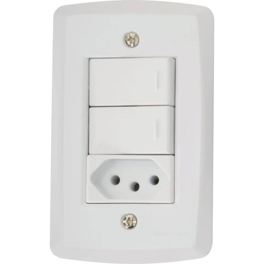 Conjunto 2 Interruptor 10A  + Tomada 2P+T 10A 4x2 Tramontina Lux²