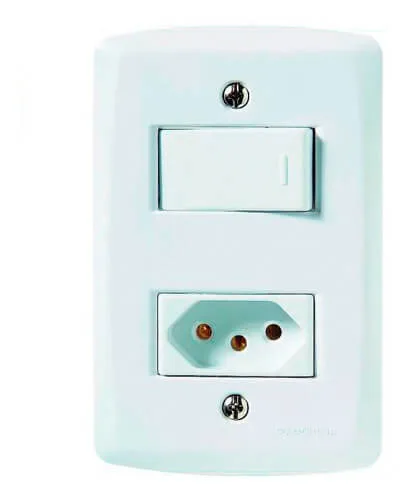Conjunto Interruptor 10A  + Tomada 2P+T 10A 4x2 Tramontina Lux²