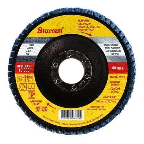 Disco De Desbaste Flap Para Esmerilhadeira Grão 120 Starrett