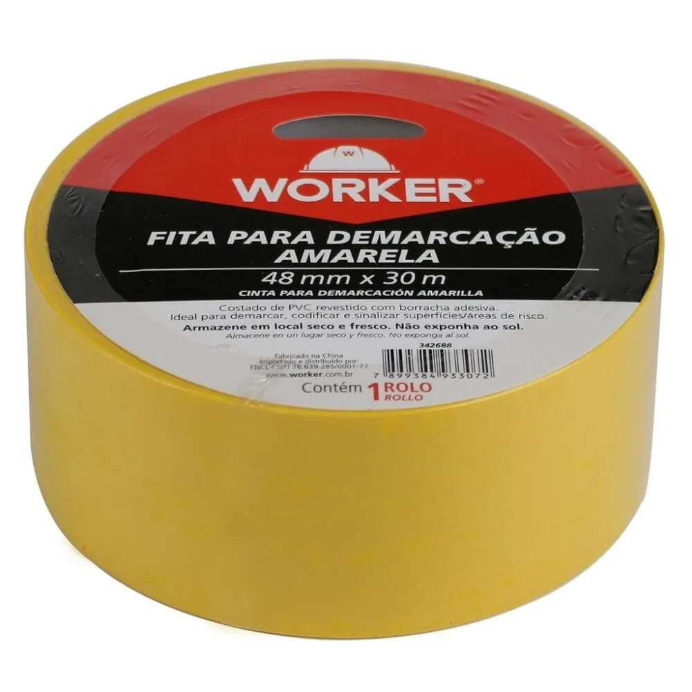 Fita Adesiva Para Demarcação Amarela 48mm x 30m Worker