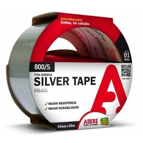 Fita Adesiva Silver Tape Prata 45mm x 5m Adere