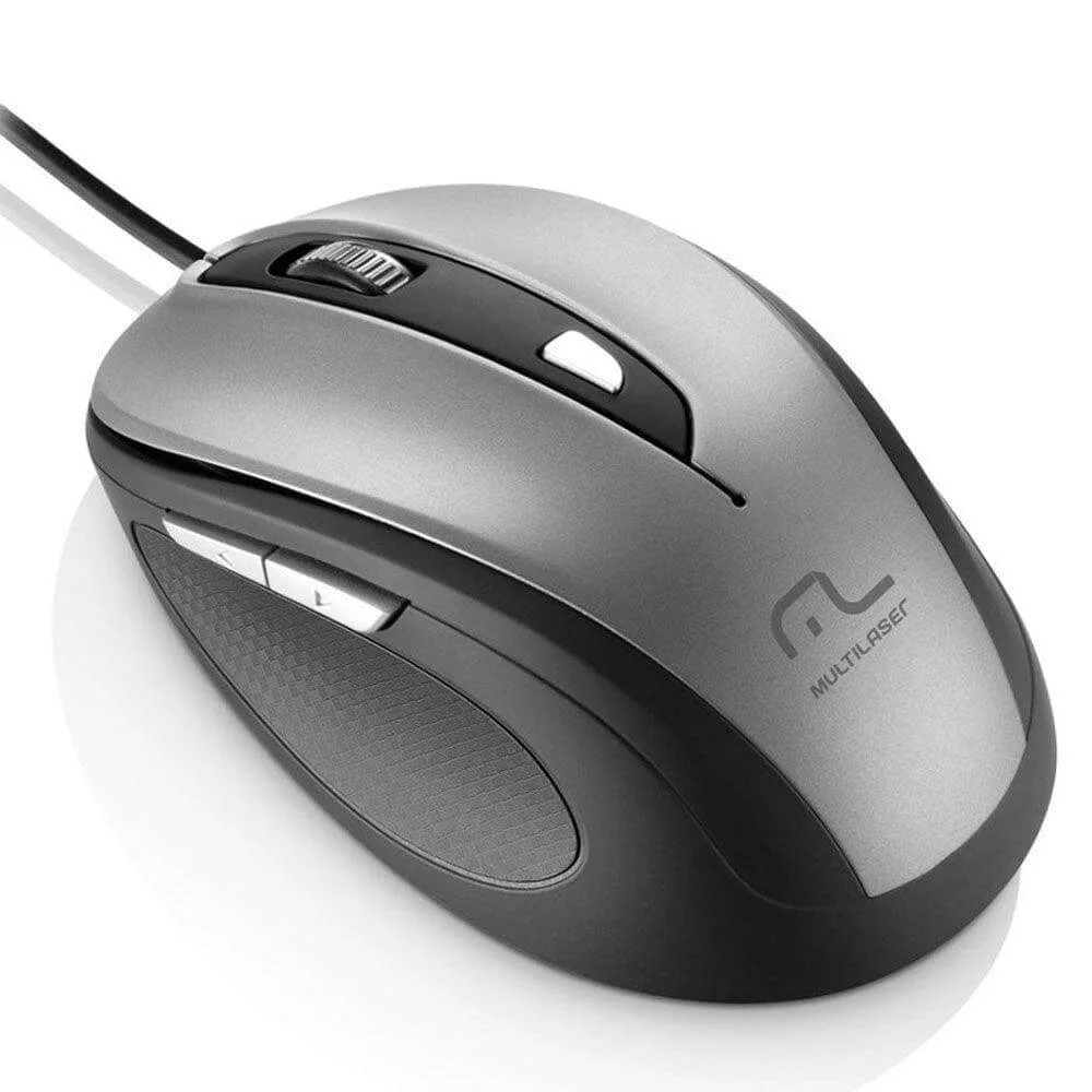 Mouse Multilaser Comfort 6 Botões Usb Cinza/ Preto MO242