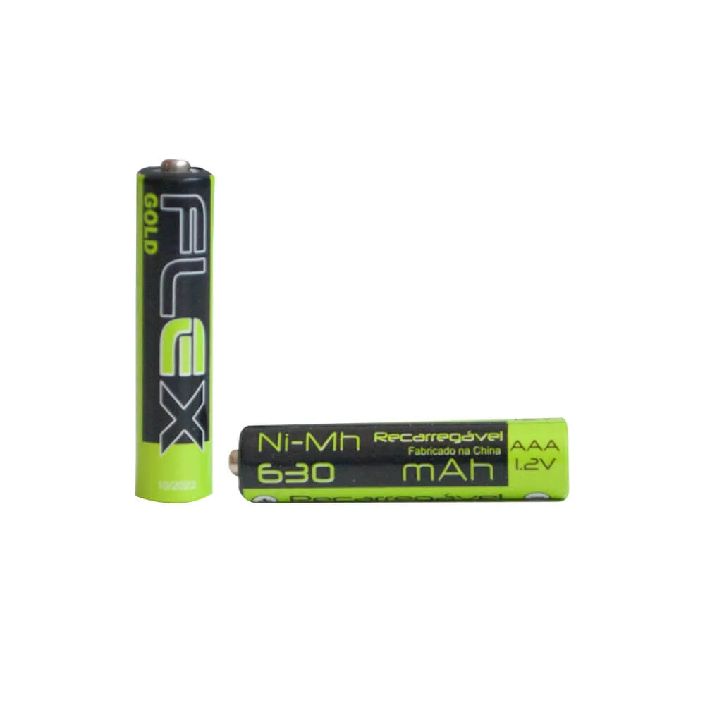 Pilha Palito Recarregável AAA 630mAh Flex