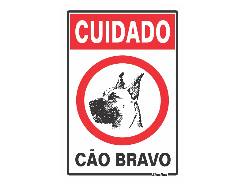 Placa Sinalizadora Cuidado Cão Bravo 20x30cm