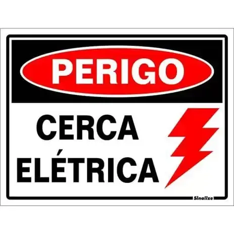 Placa Sinalizadora Perigo Cerca Elétrica 15x20cm