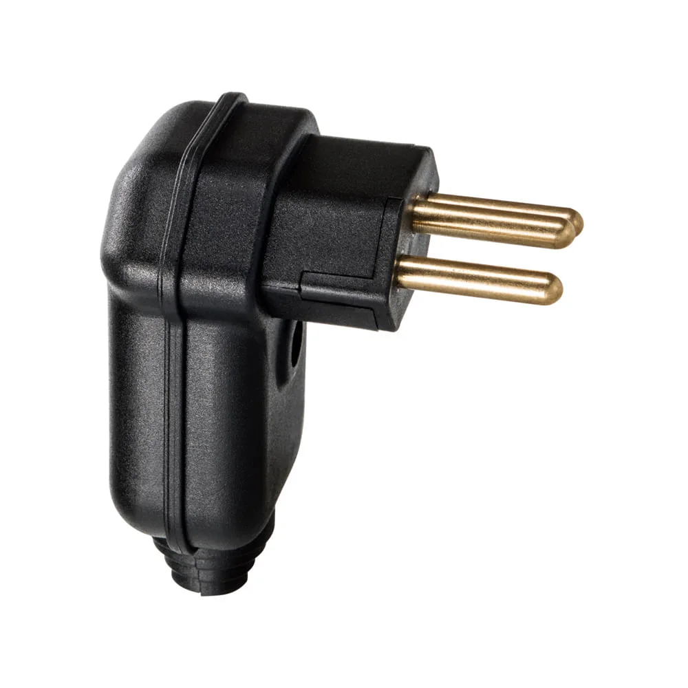 Plugue Macho 90° 2P+T 10A Preto Margirius