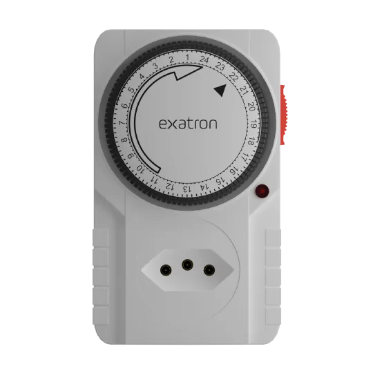 Timer Temporizador Analógico Com Plugue E Tomada Elétrica Exatron