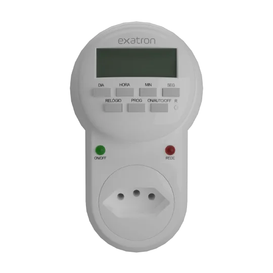 Timer Temporizador Digital Com Plugue E Tomada Elétrica Exatron