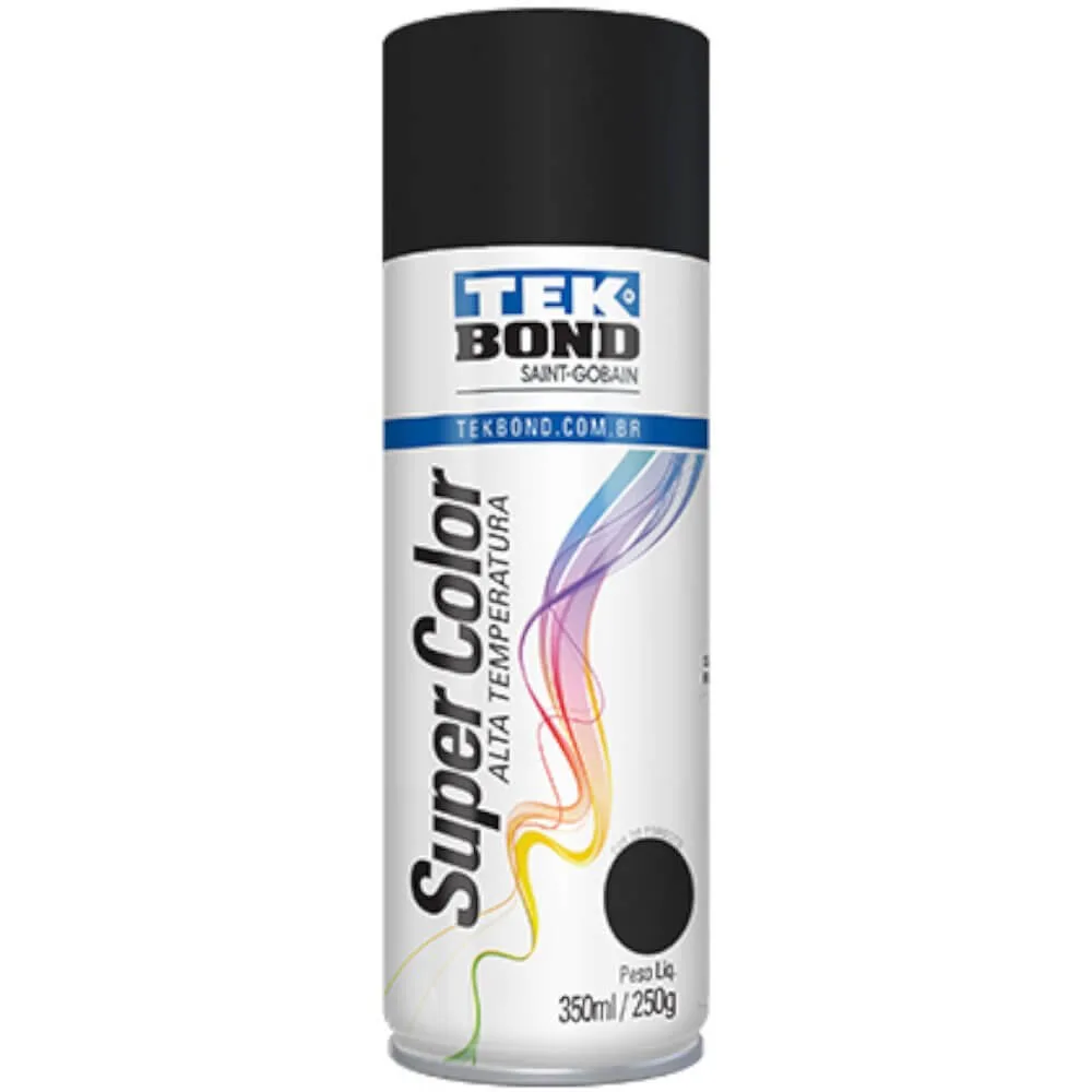 Tinta Spray Alta Temperatura Preto Brilho 350ML